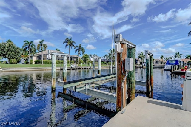 dock area featuring a water view