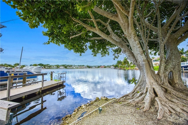 view of dock featuring a water view