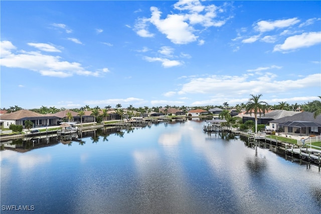 water view with a boat dock