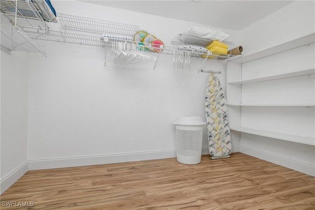 walk in closet featuring wood-type flooring