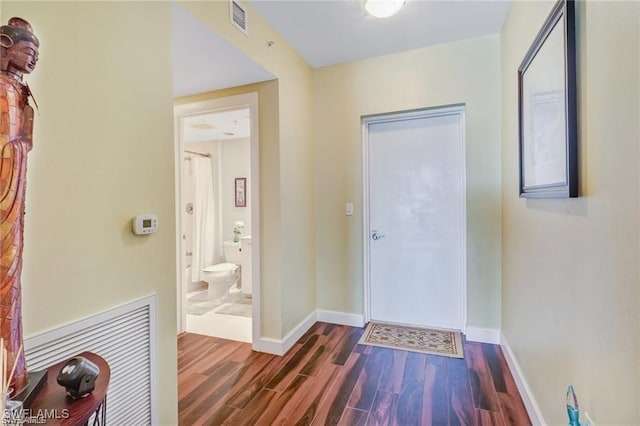 foyer entrance with dark wood-type flooring