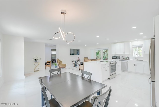 dining area with sink