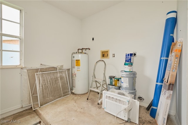 utility room with electric water heater