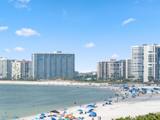 property view of water with a beach view