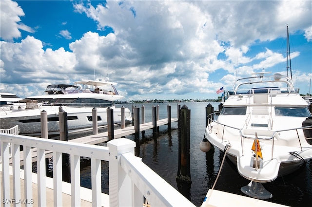 dock area featuring a water view