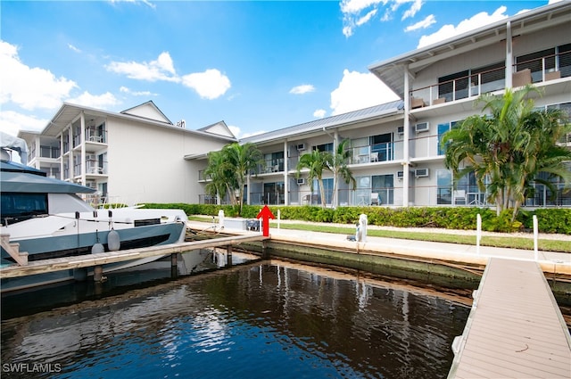 view of dock featuring a water view