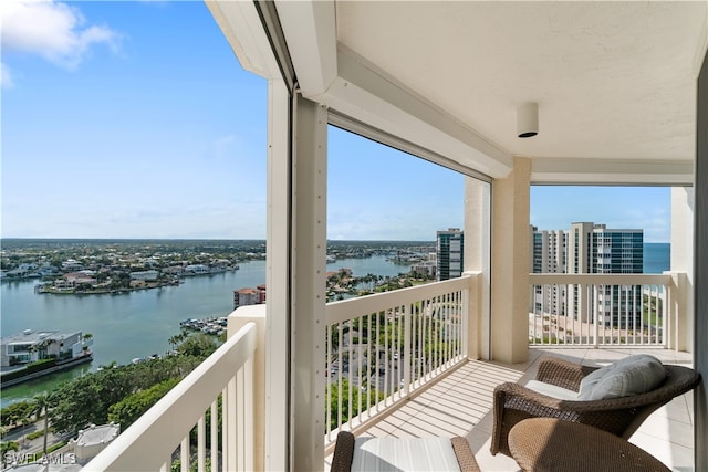 balcony with a water view