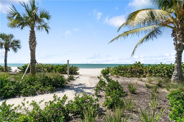 view of water feature featuring a view of the beach