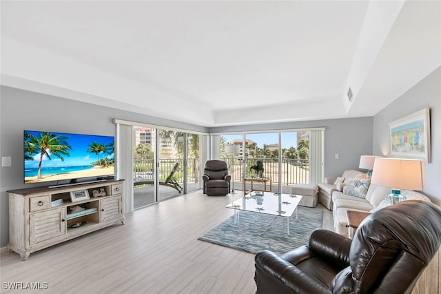 living room featuring light hardwood / wood-style floors