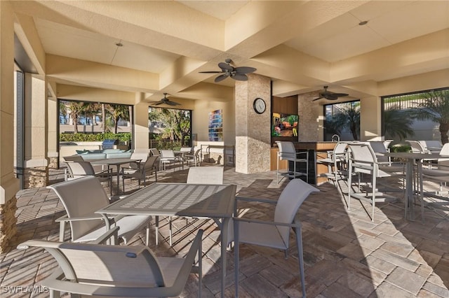 view of patio with ceiling fan