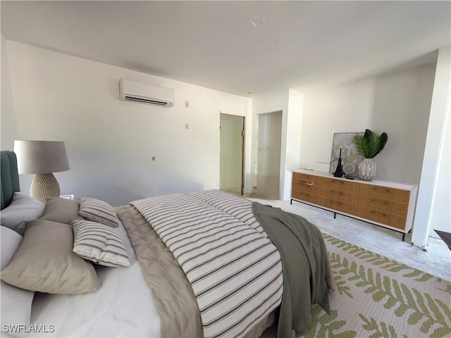 bedroom featuring a wall mounted air conditioner