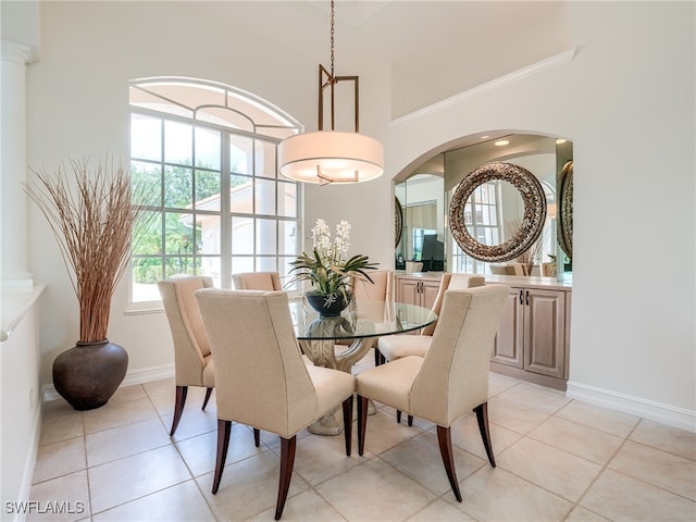 dining room featuring light tile patterned flooring