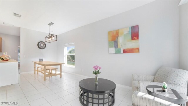 sitting room featuring light tile patterned floors