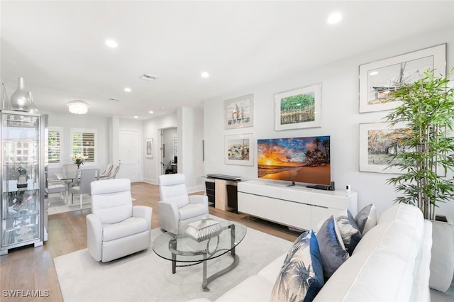 living room with wood-type flooring