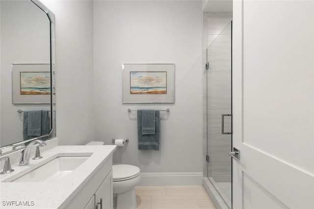 21490 Strada Nuova Cir Unit D307, Estero, FL 33928 - full bathroom with a stall shower, vanity, and toilet