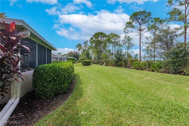 view of yard featuring a sunroom