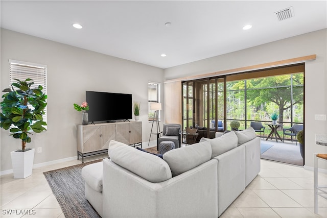 view of tiled living room