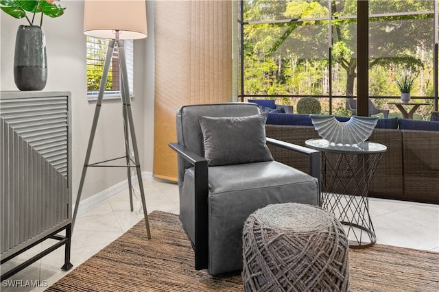 interior space with tile patterned floors