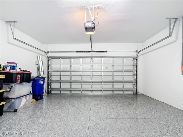 garage with a garage door opener