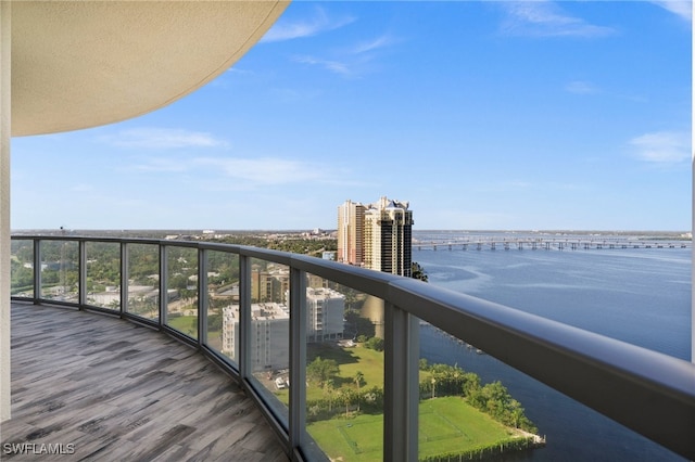 balcony with a water view