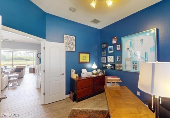 office featuring light hardwood / wood-style flooring