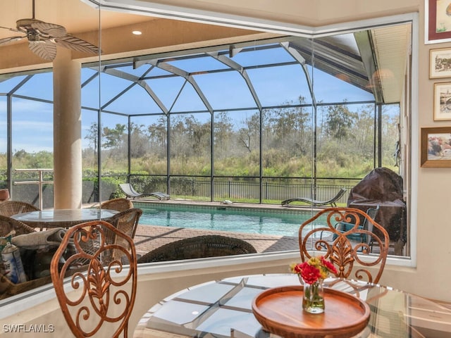 view of pool featuring a lanai