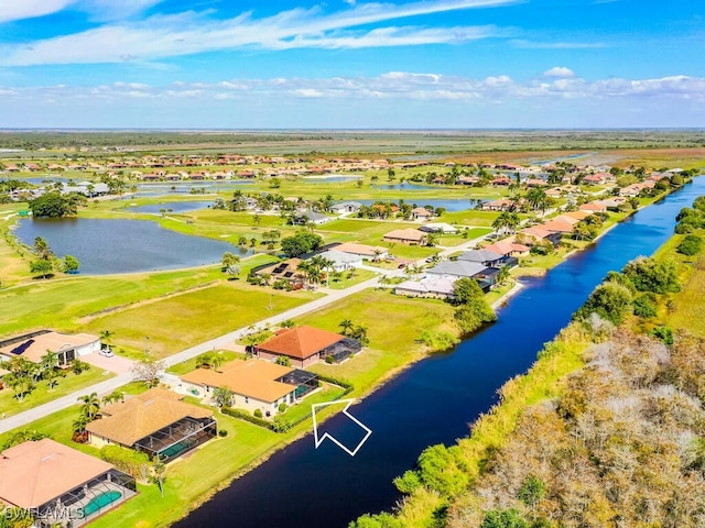 bird's eye view featuring a water view