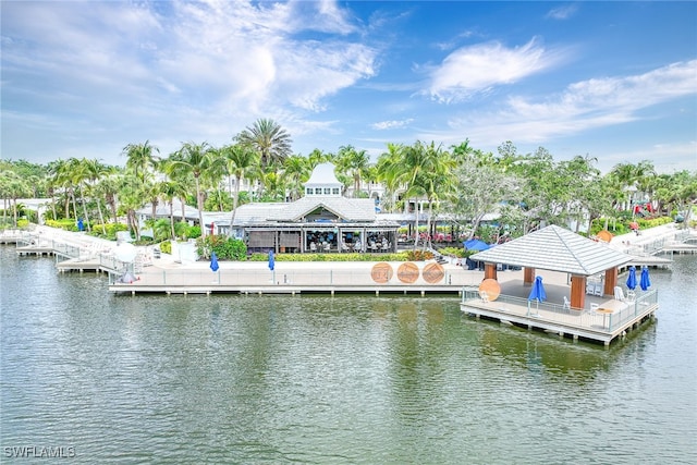 view of dock featuring a water view