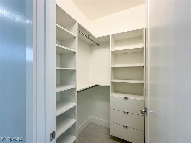 walk in closet featuring hardwood / wood-style flooring