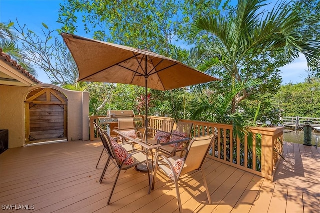 deck featuring grilling area