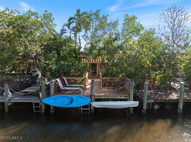 dock area featuring a water view