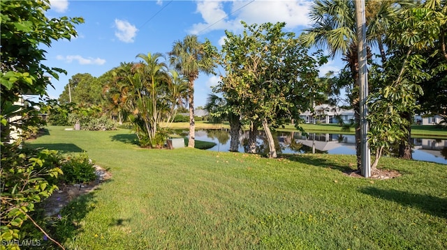 view of yard featuring a water view