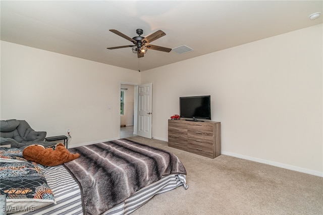 bedroom with carpet and ceiling fan