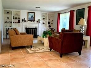 view of tiled living room