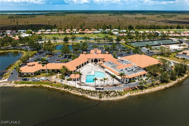 bird's eye view featuring a water view