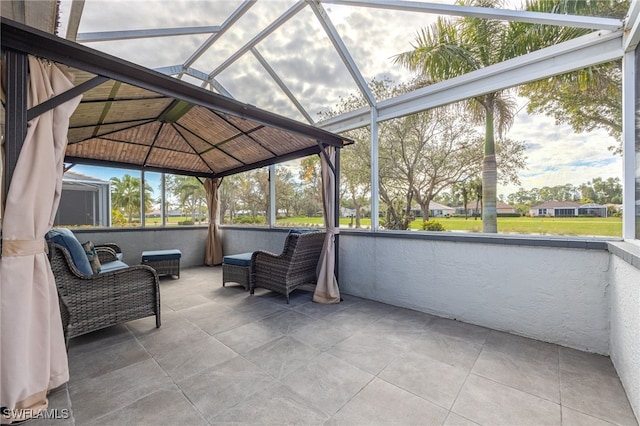 exterior space featuring lofted ceiling