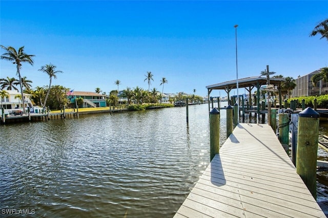 dock area featuring a water view