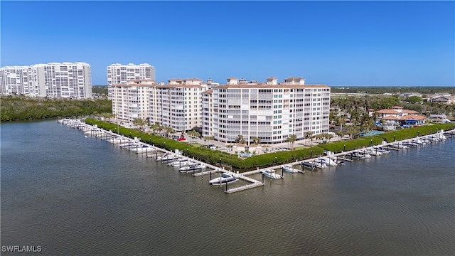 bird's eye view featuring a water view