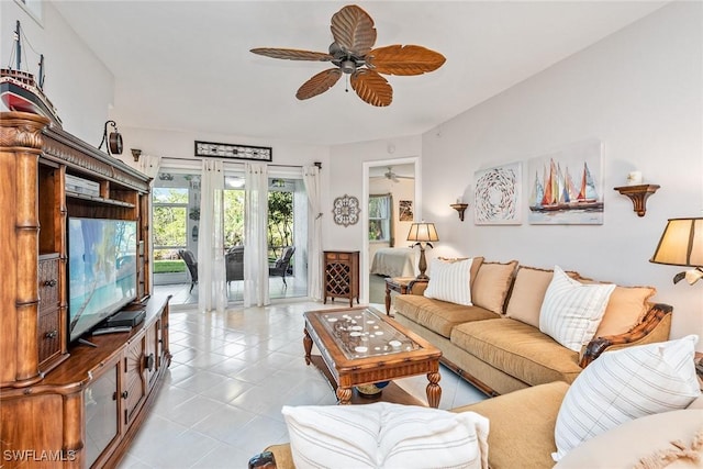 4705 Hawks Nest Way Unit 103, Naples, FL 34114 - living area featuring light tile patterned flooring and a ceiling fan