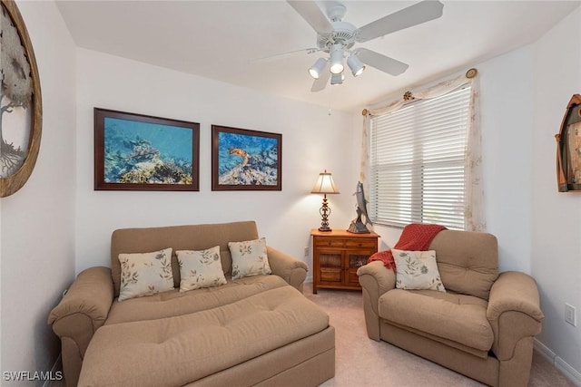 4705 Hawks Nest Way Unit 103, Naples, FL 34114 - living room featuring light carpet and ceiling fan