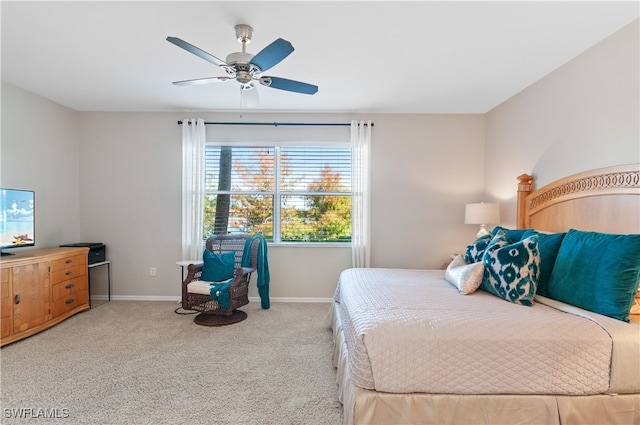 bedroom with carpet and ceiling fan