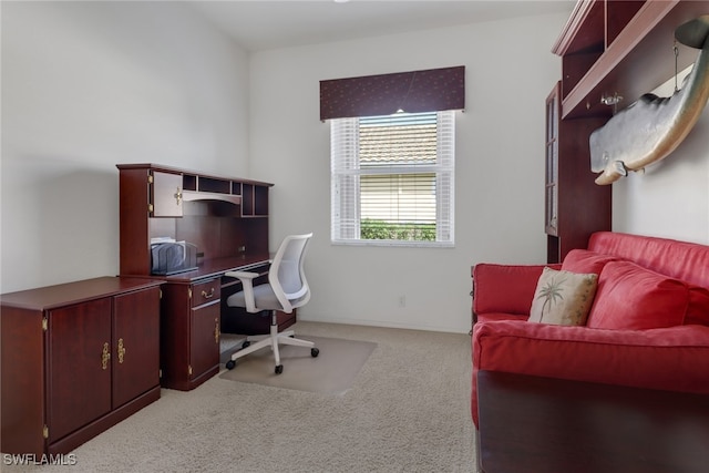 view of carpeted home office