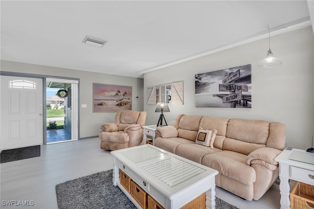 living room with hardwood / wood-style flooring