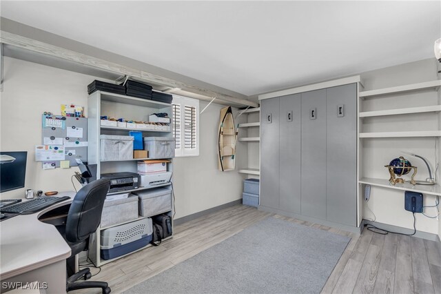 office area featuring light hardwood / wood-style floors