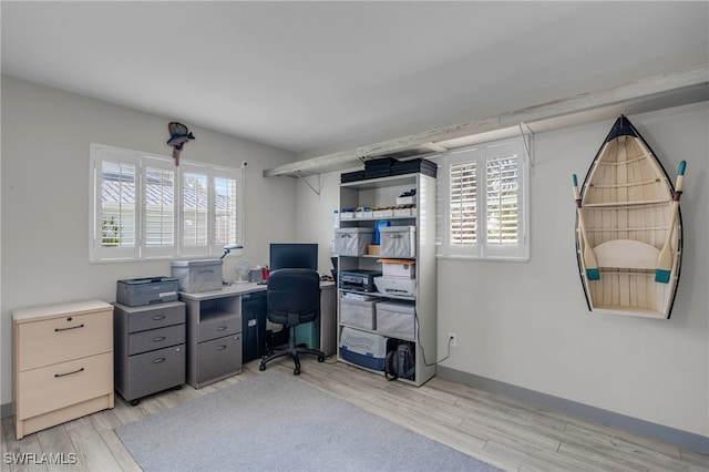 office area featuring light wood-type flooring