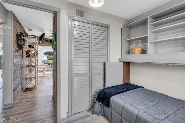 bedroom featuring light wood-type flooring