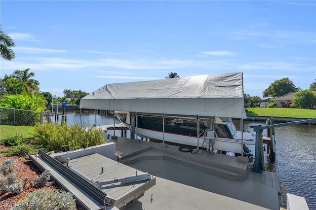 view of dock featuring a water view