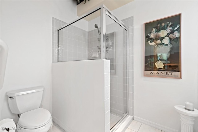 7539 Key Deer Ct, Fort Myers, FL 33966 - bathroom with toilet, tile patterned floors, baseboards, and a shower stall
