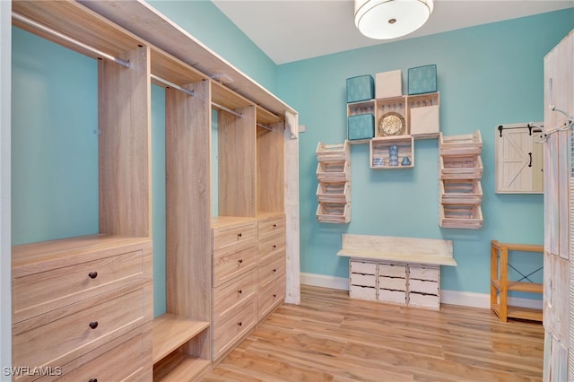 walk in closet featuring light hardwood / wood-style floors