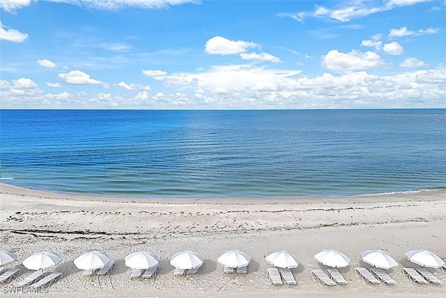 view of water feature with a view of the beach